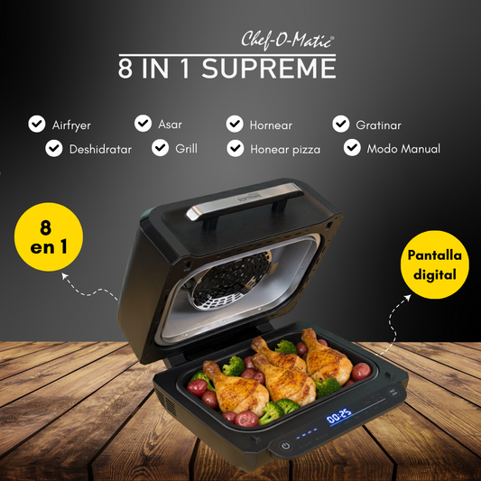 Promocion Solo Hoy Grill, horno y Air Fryer 8 funciones en 1