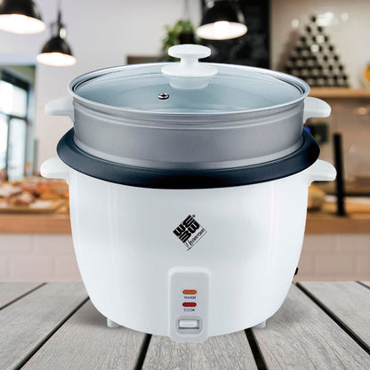 Olla eléctrica para arroz con vaporera tapa de cristal Prepara arroz y verduras